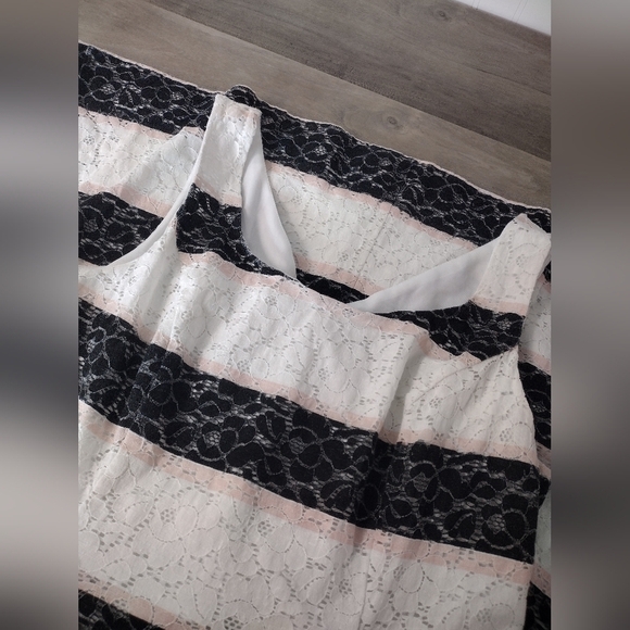 Signature Robbie Bee striped lace fit and flare dress size 14 - Picture 8 of 11